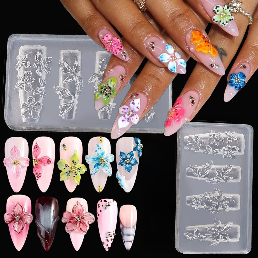 Resin Art Templates Free - 3D Flowers Nail Mold DIY Silicone