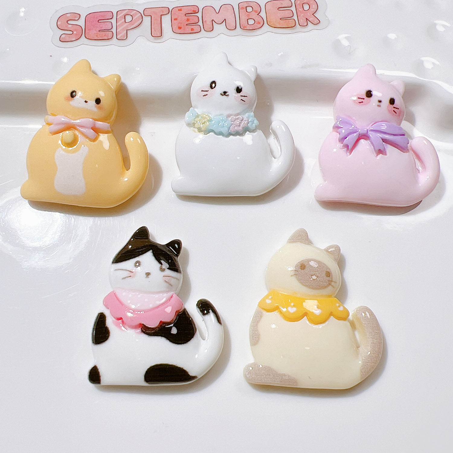 Resin Art Earrings Material - 10/20Pcs Cute Bowknot Cat Flatback Resin