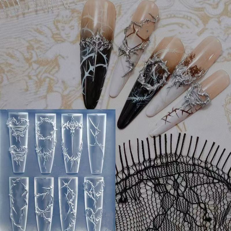 Resin Art Templates Free - 3D thorns Nail Design Silicone Molds