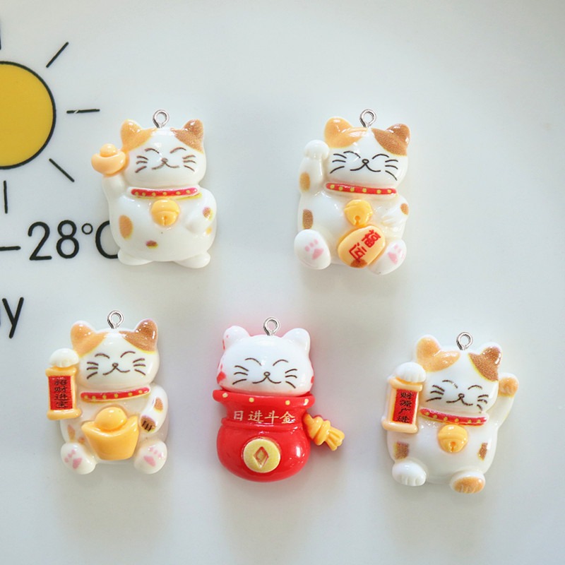 Resin Art Earrings Material - 10Pcs Cute Glossy Cat Resin Small