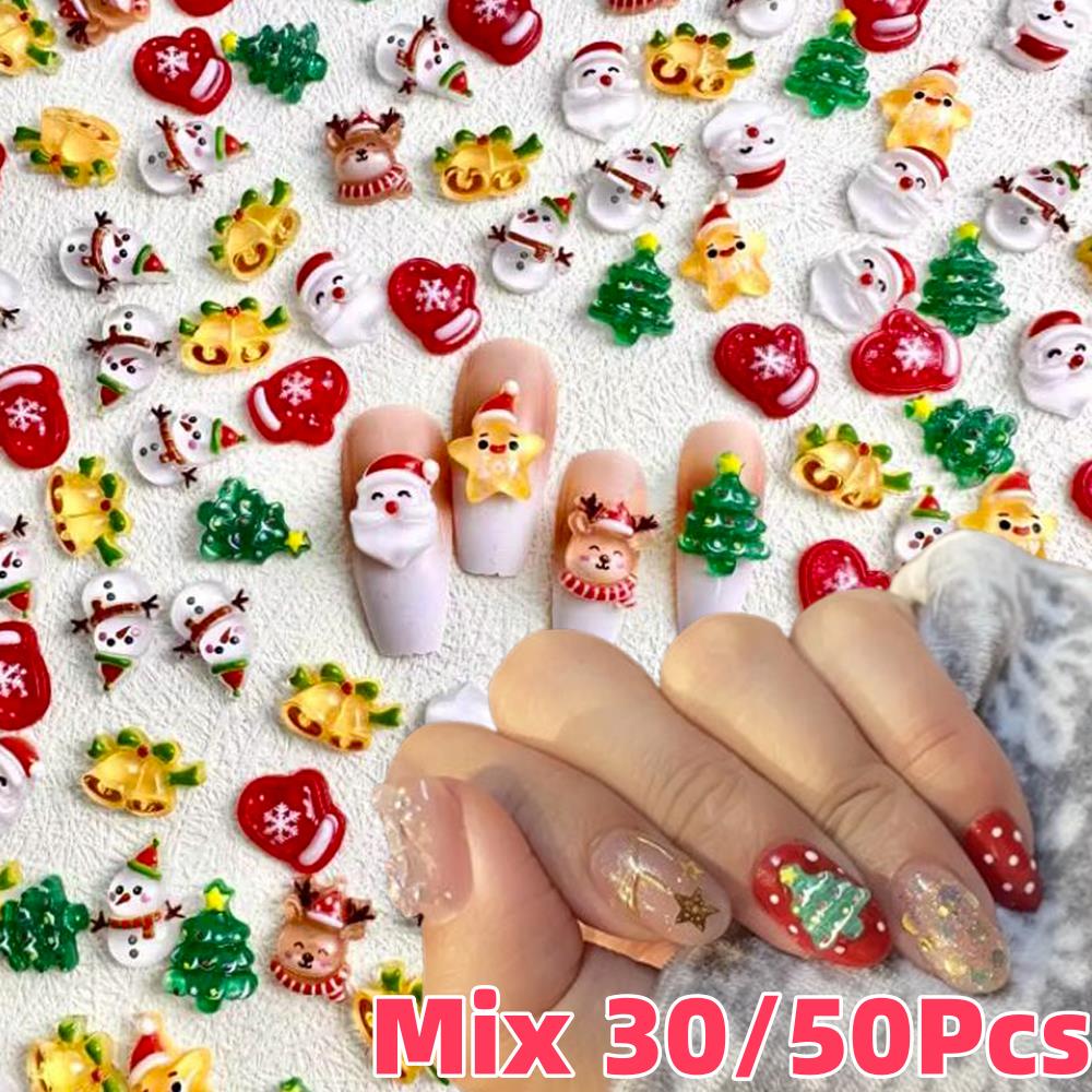 Xmas Resin Art - 30/50Pcs 3D Lovely Christmas Nail Charms