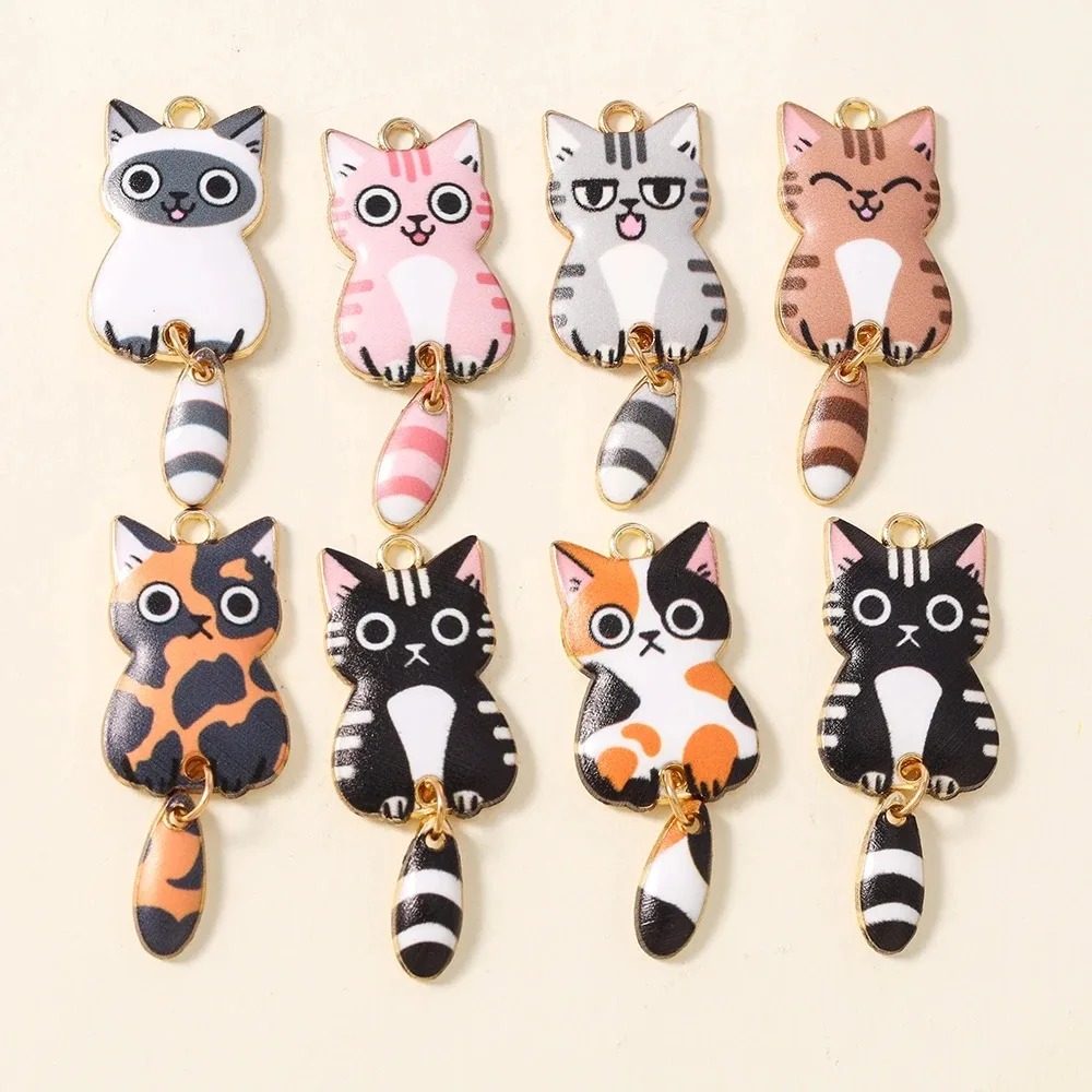 Resin Art Products - 10Pcs 16×39mm Cute Cartoon Cat Resin