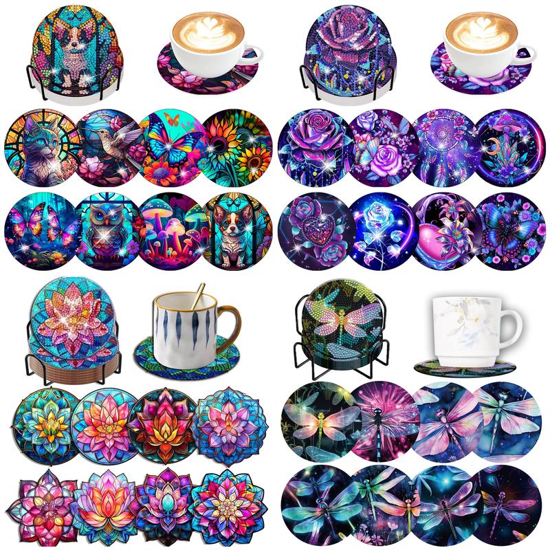 Resin Art Coasters - 8pcs/Set DIY Diamond Painting Coasters with