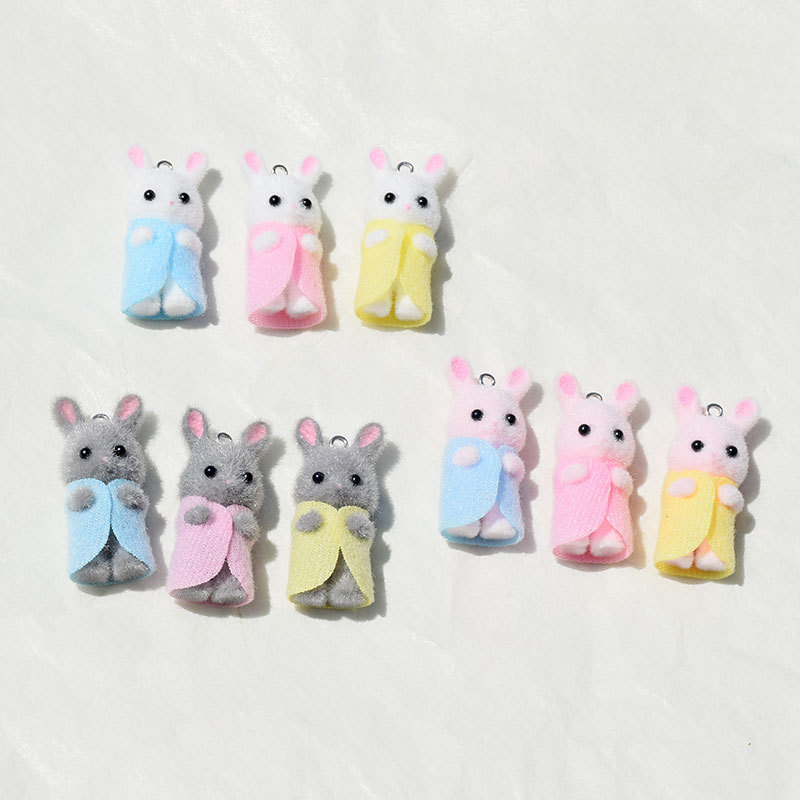 Resin Art Jewelry Kit - 3Pcs 3D Flocking Resin Rabbit Charms