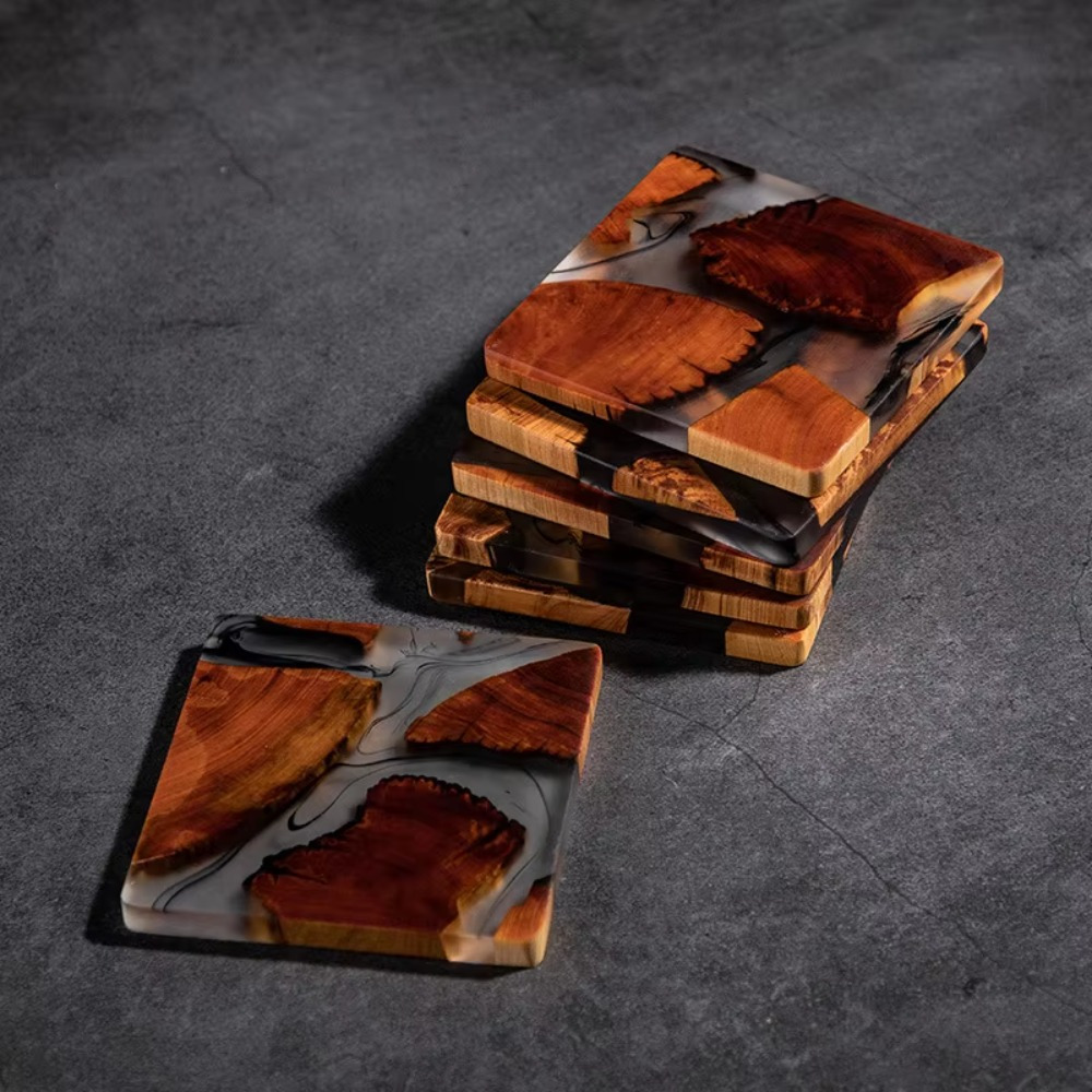 Resin Art Coasters - Wood Resin Coasters Square Cup Cushion