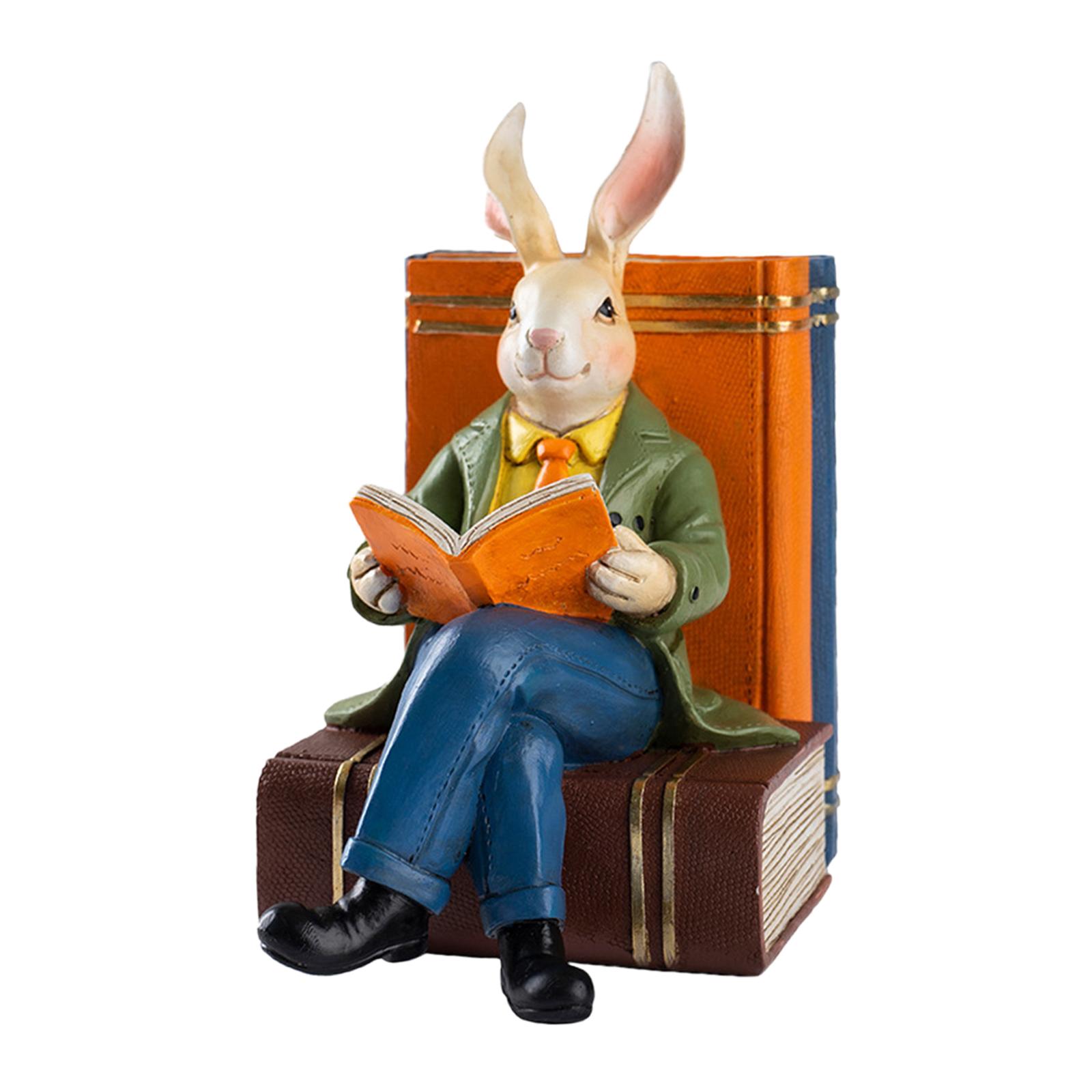 Resin Art Book - Reading Book Rabbit Statue Resin Tabletop