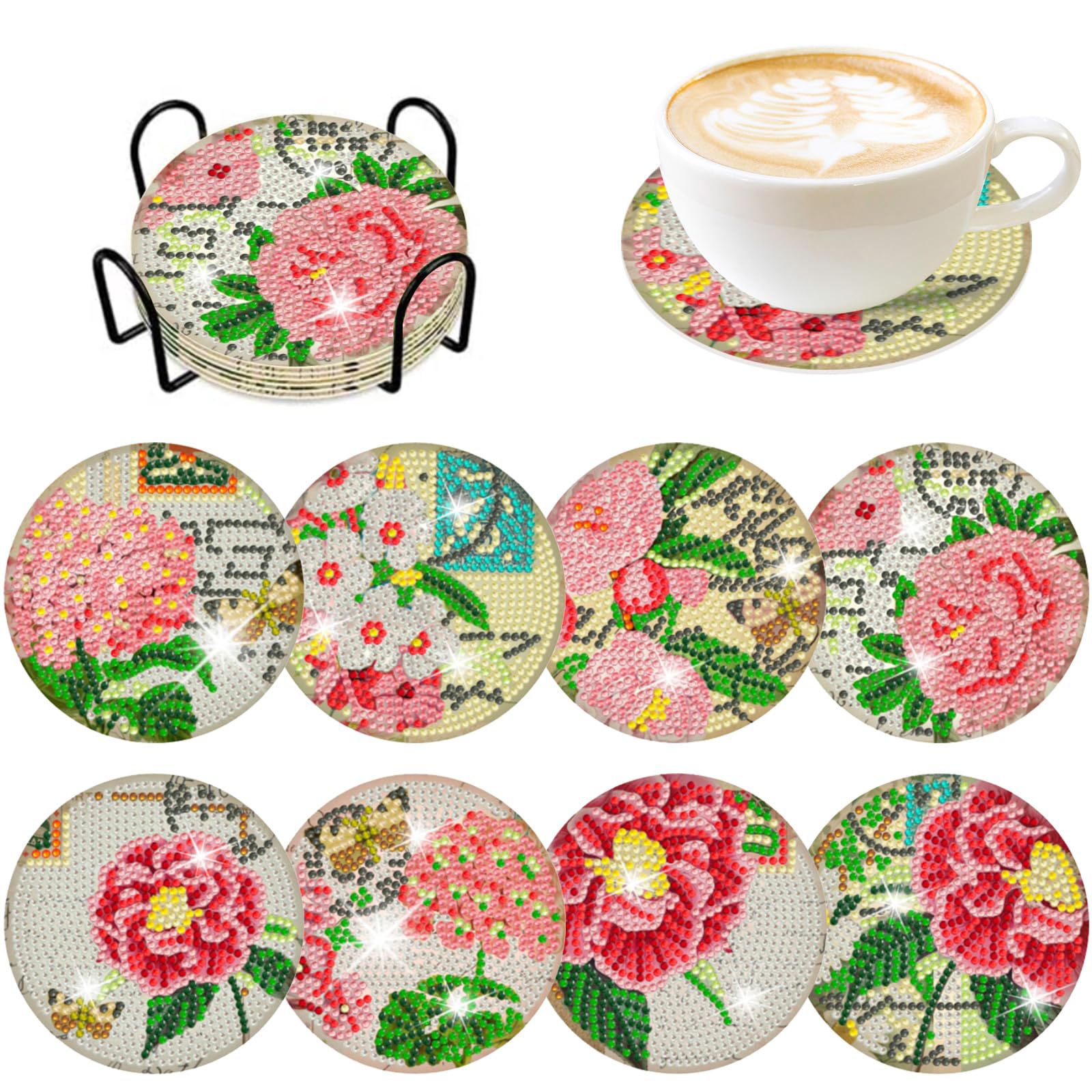 Resin Art Coasters - RUOPOTY 8pc/sets Diamond Painting Coasters For