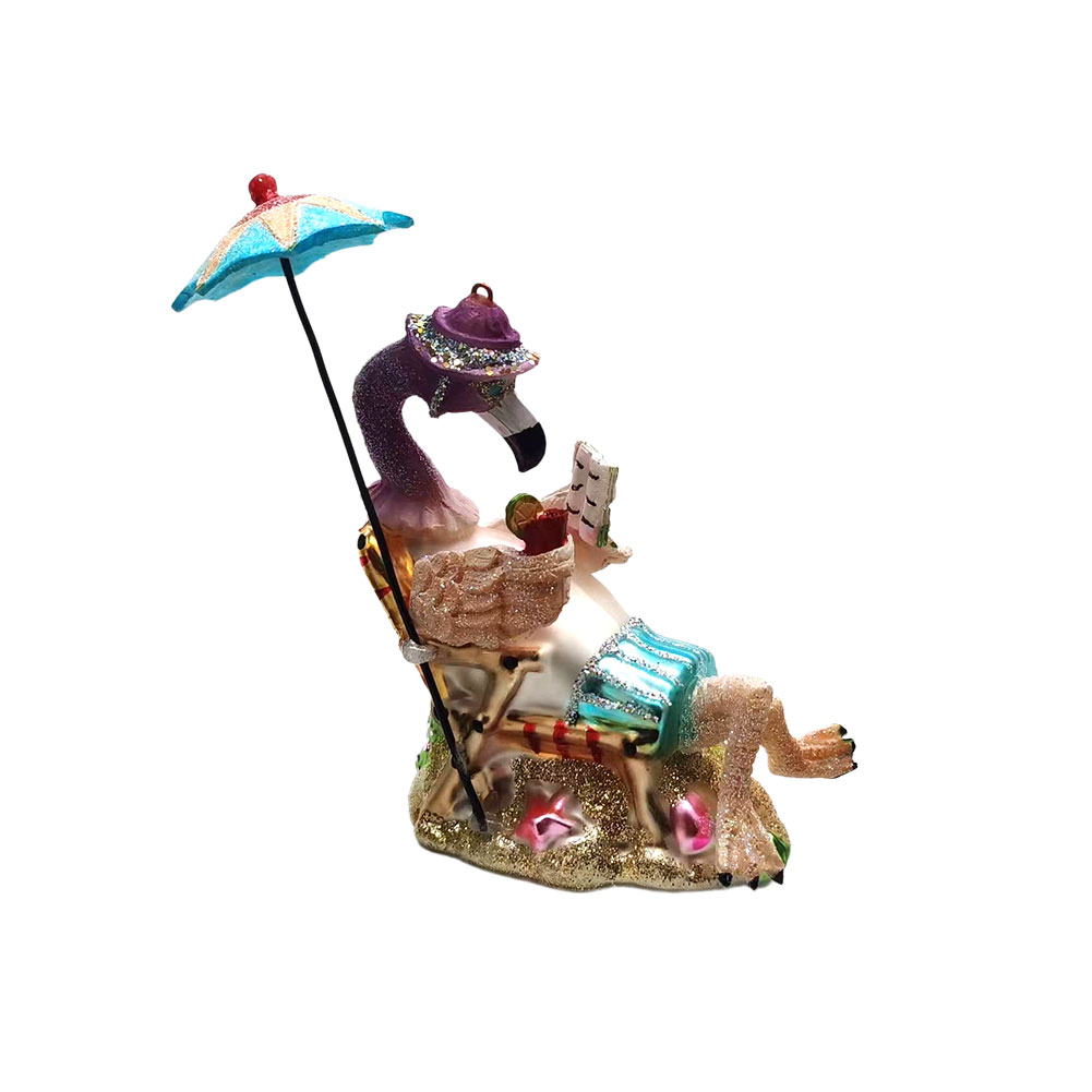 Xmas Resin Art - Glass and Resin Art Flamingo Ornaments