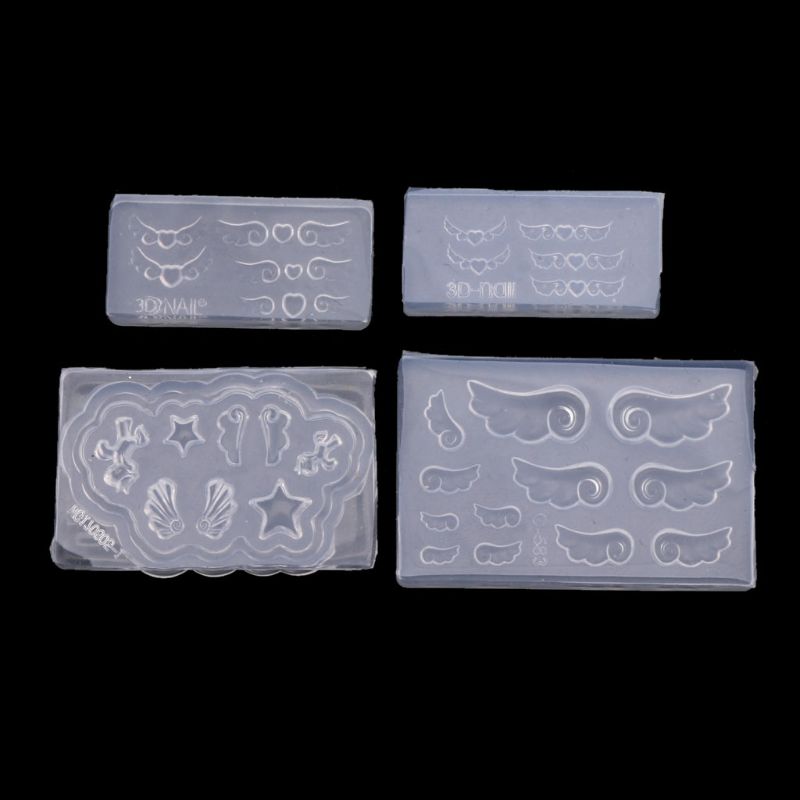 Resin Art Earrings Material - 4Pcs DIY Mini Heart Wings Resin