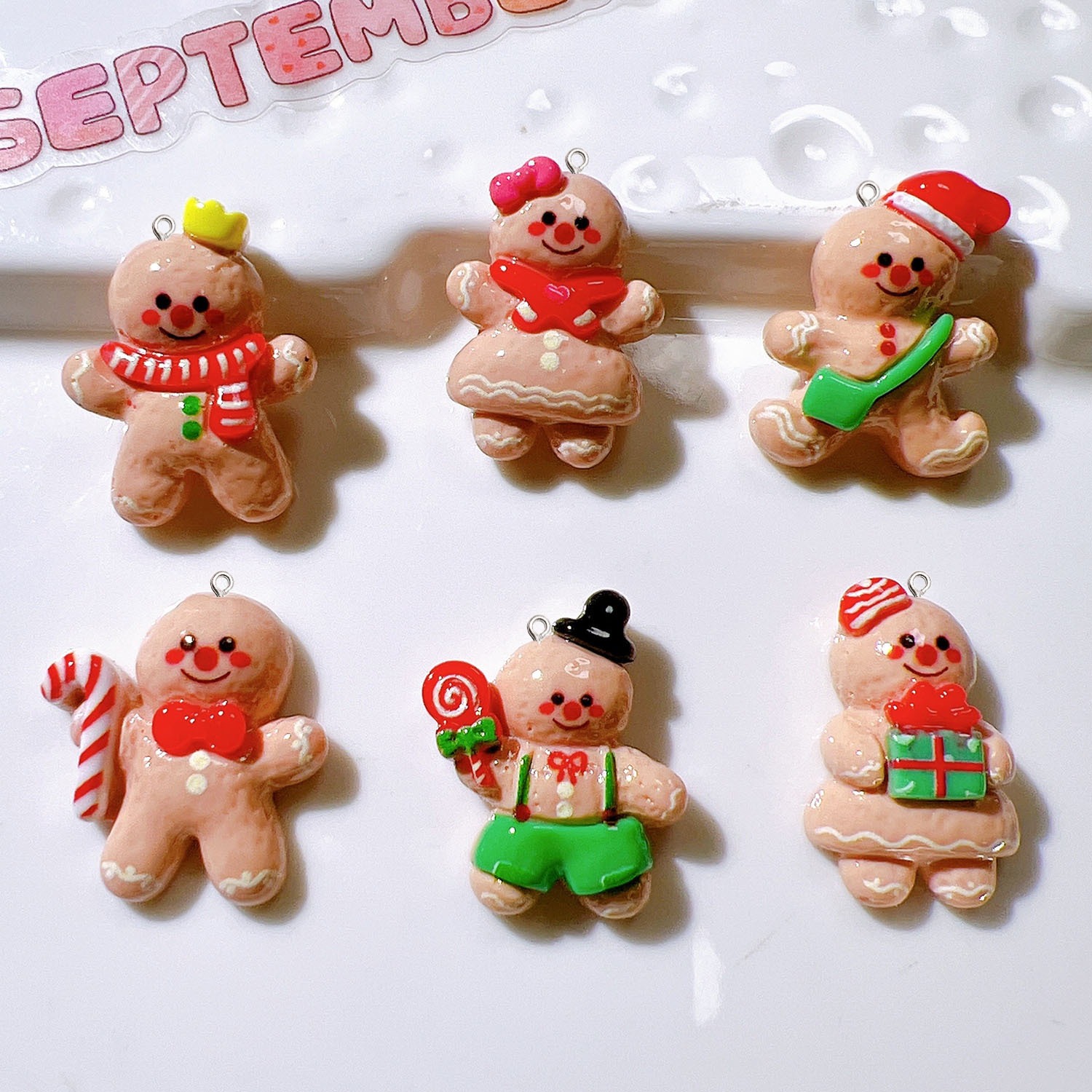 Resin Art Earrings Material - 10Pcs Cute Christmas Doll Planar Resin