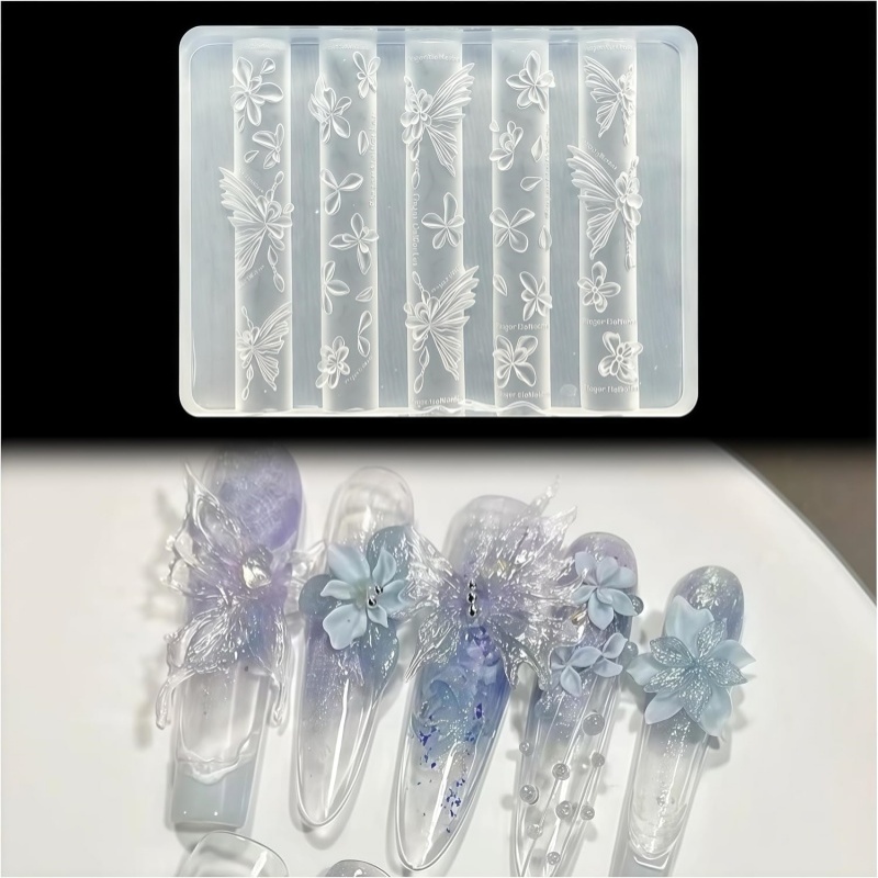 Resin Art Templates Free - 3D Butterfly Flower Gel Nail Art