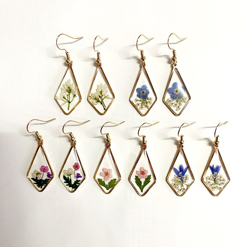 Dried Flower Pressed - Fashion Dried Flower Earrings For Women
