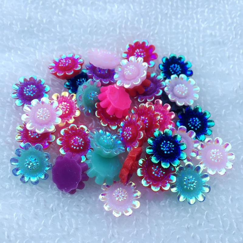 Resin Art Design For Wedding - 12mm AB resin flower design rhinestone