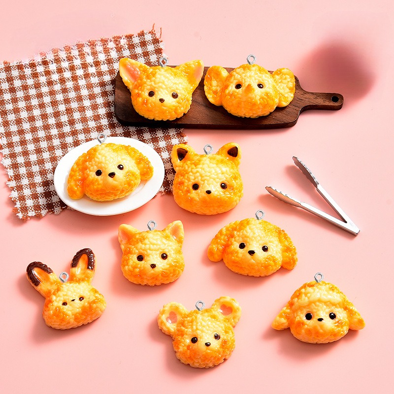 Resin Art Earrings Material - 10Pcs Cartoon Biscuits Dog Resin Materials
