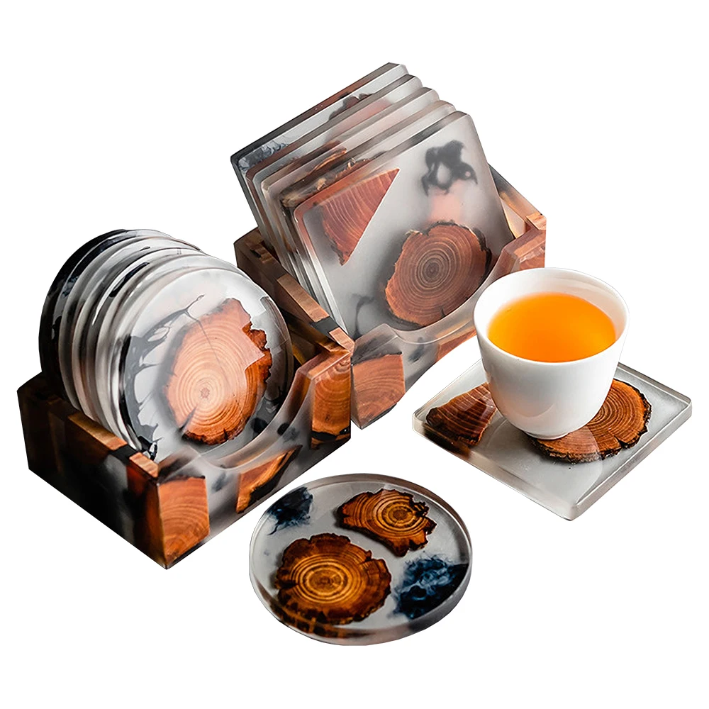 Resin Art Coasters - 6PCS/Set Resin Pine Coasters Heat-Resistant Placemats