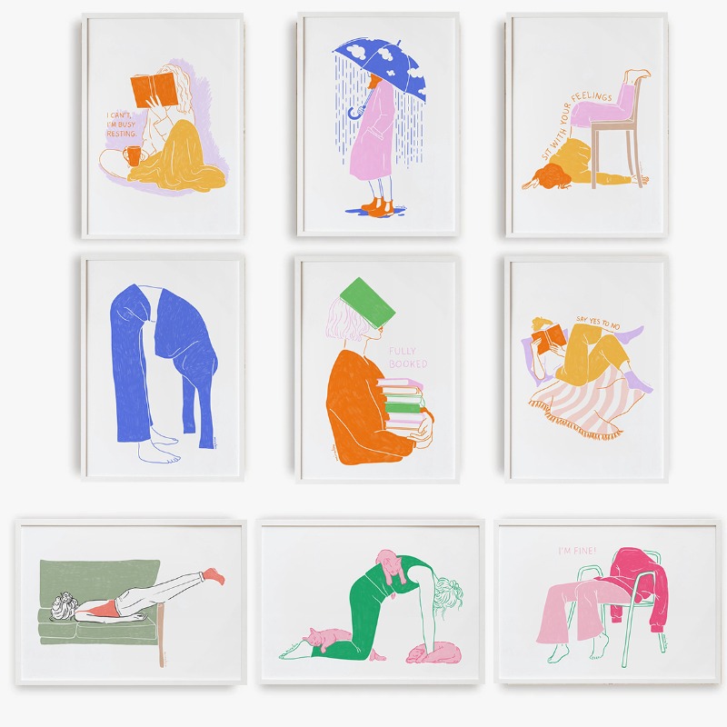 Resin Art Book - Modern Minimalist Line Girl Illustration Poster