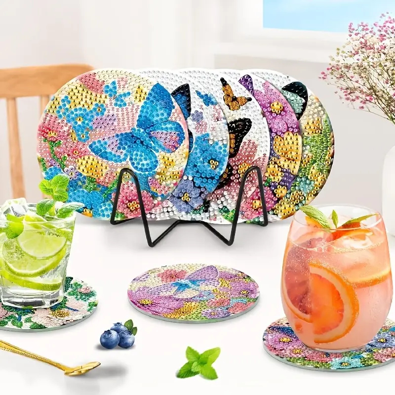 8 Pieces of Diamond Art Painti - Resin Art Coasters ulasan dan harga