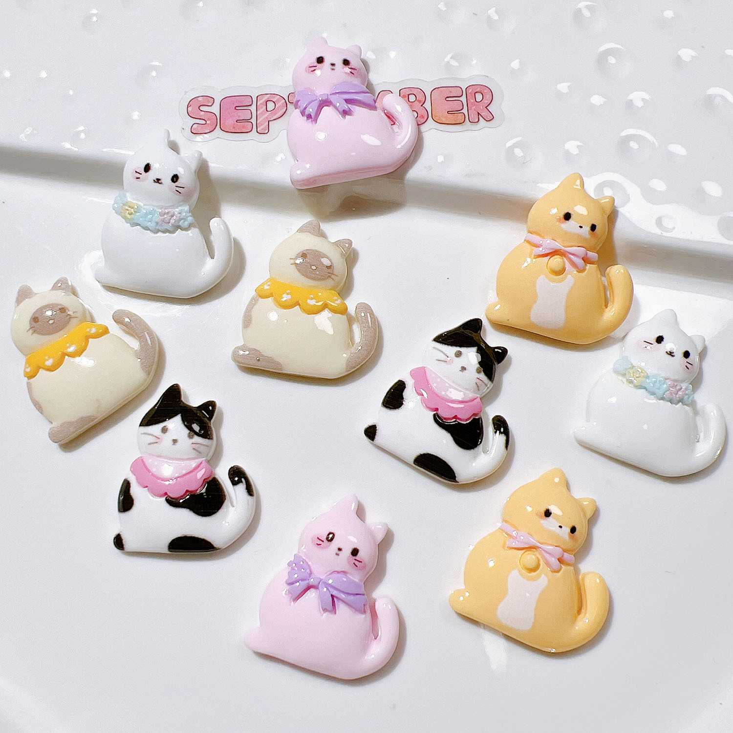10/20Pcs Cute Bowknot Cat Flat - Resin Art Earrings Material ulasan dan harga