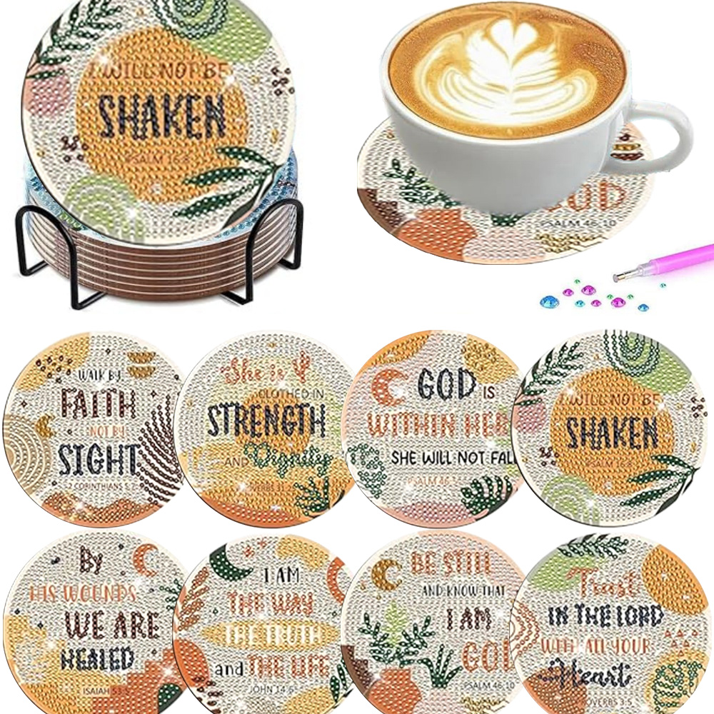 8 Pieces/Set Diamond Painting  - Resin Art Coasters ulasan dan harga