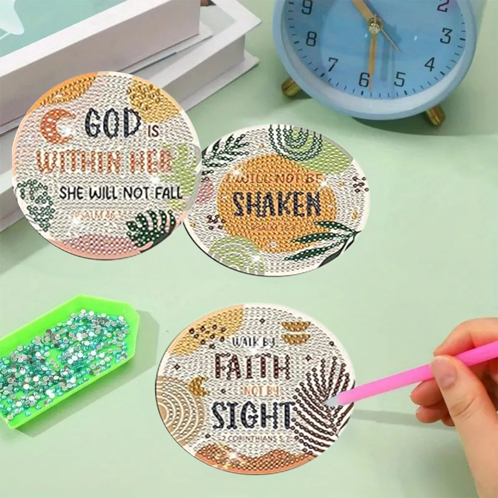 8 Pieces/Set Diamond Painting  - Resin Art Coasters ulasan dan harga