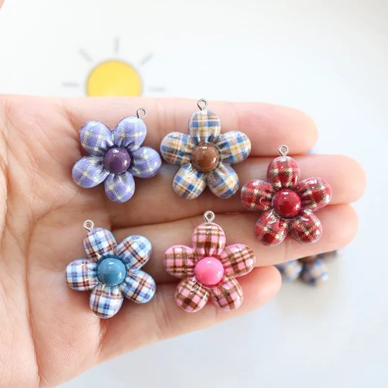 10Pcs Sweet Flower Planar Resi - Resin Art Earrings Material ulasan dan harga