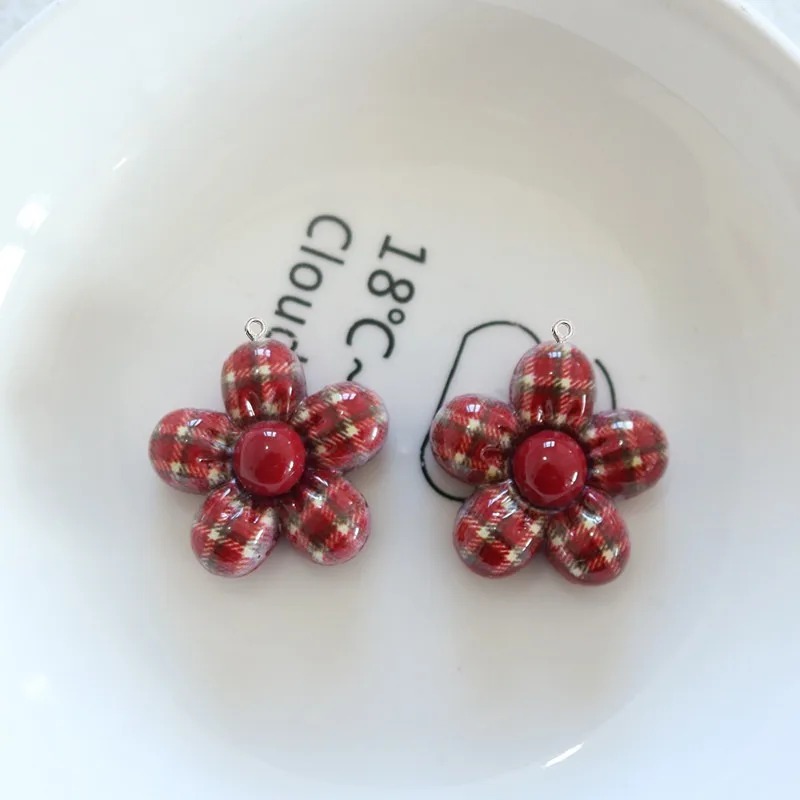 10Pcs Sweet Flower Planar Resi - Resin Art Earrings Material ulasan dan harga