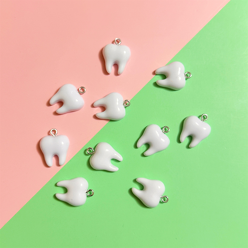 10pcs Cute White Teeth Resin P - Resin Art Handmade ulasan dan harga