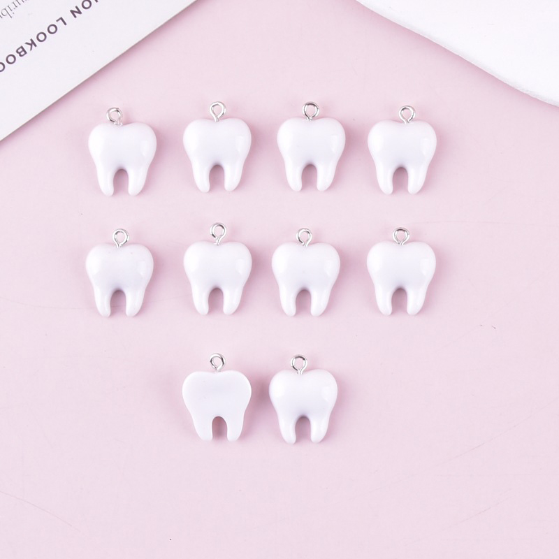 10pcs Cute White Teeth Resin P - Resin Art Handmade ulasan dan harga