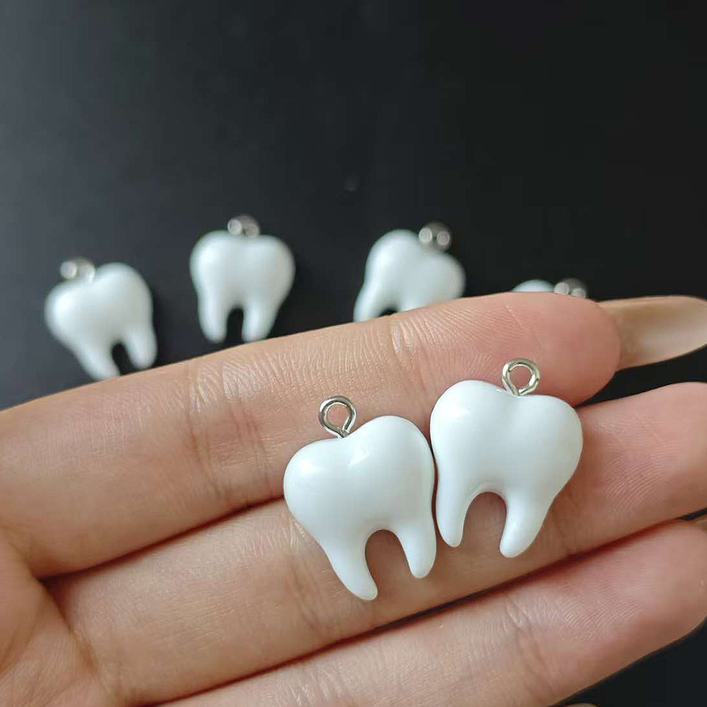 10pcs Cute White Teeth Resin P - Resin Art Handmade ulasan dan harga