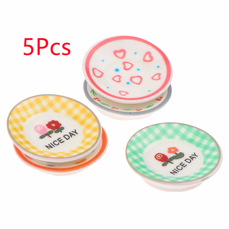 5Pcs 1/12 Dollhouse Mini Plate - Resin Art Toys ulasan dan harga