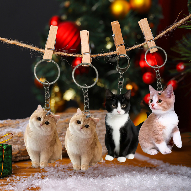 Black And White Cat Keychain 2 - Resin Art Ring Design ulasan dan harga
