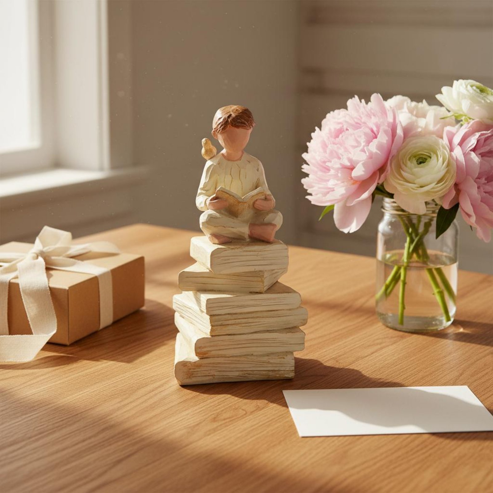Girl on Books Statue Art Sculp - Resin Art Book ulasan dan harga