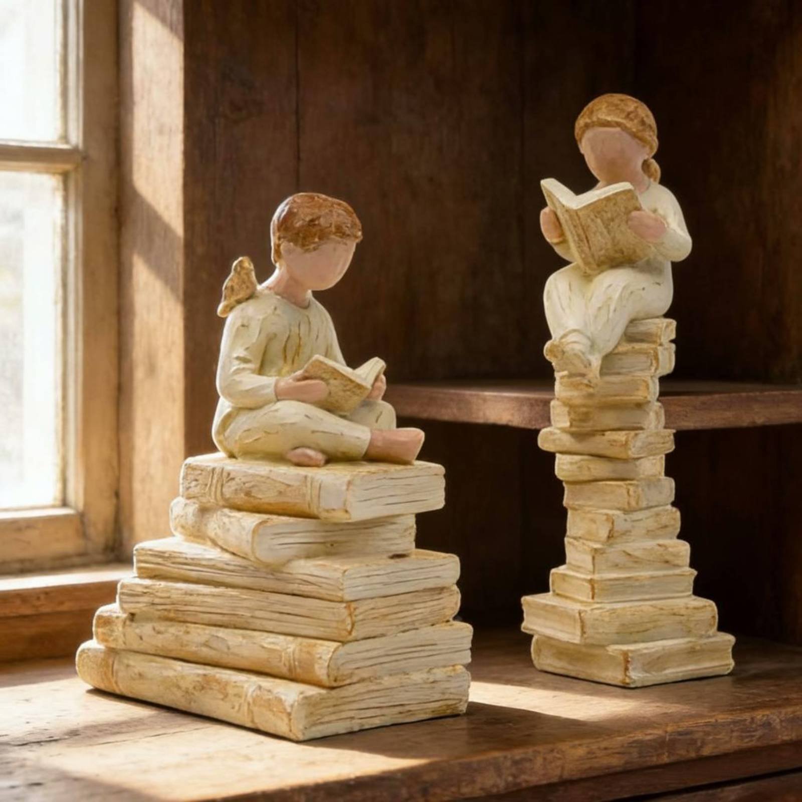 Girl on Books Statue Art Sculp - Resin Art Book ulasan dan harga