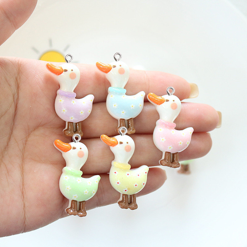 10Pcs Cute Glossy Glitter Duck - Resin Art Earrings Material ulasan dan harga