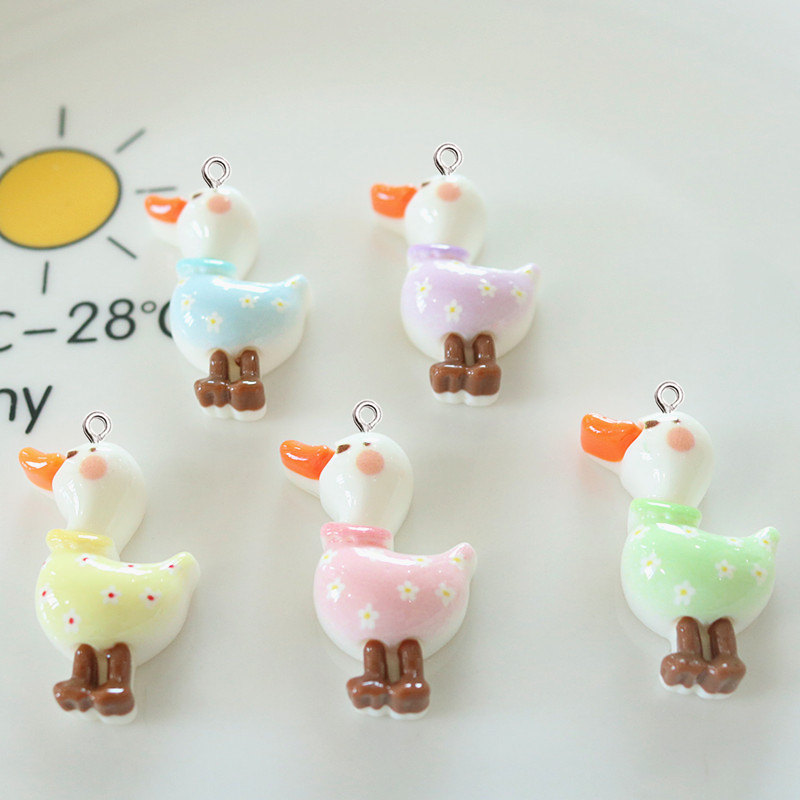 10Pcs Cute Glossy Glitter Duck - Resin Art Earrings Material ulasan dan harga