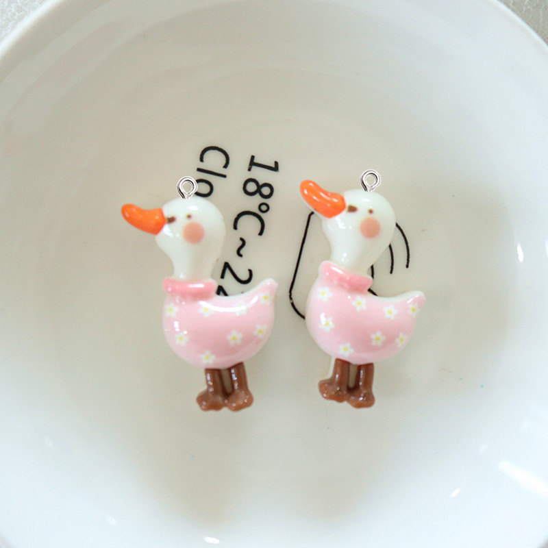 10Pcs Cute Glossy Glitter Duck - Resin Art Earrings Material ulasan dan harga