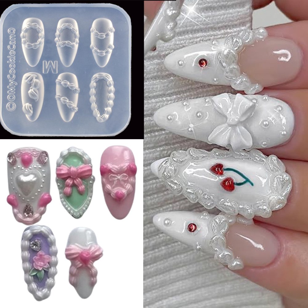 1pc 3D French Cream Nail Art S - Resin Art Templates Free ulasan dan harga