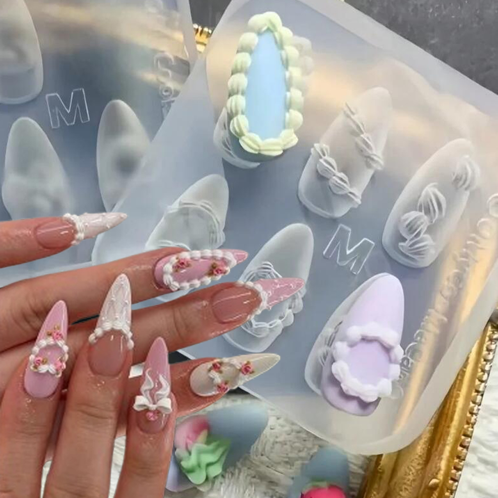 1pc 3D French Cream Nail Art S - Resin Art Templates Free ulasan dan harga