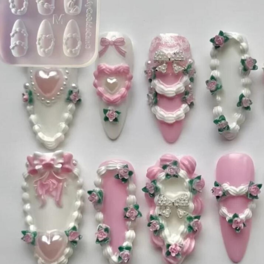 1pc 3D French Cream Nail Art S - Resin Art Templates Free ulasan dan harga
