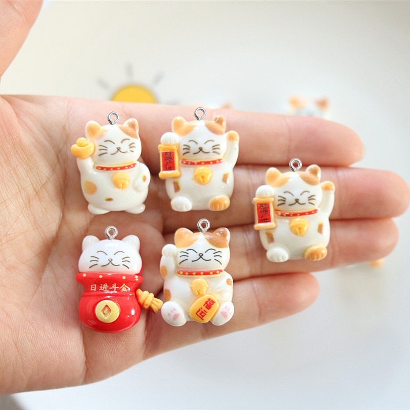 10Pcs Cute Glossy Cat Resin Sm - Resin Art Earrings Material ulasan dan harga