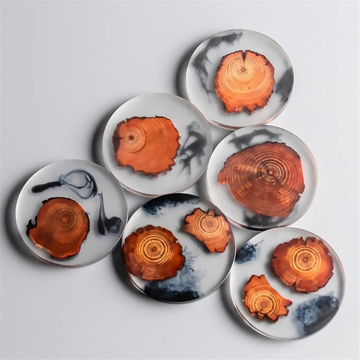 6 Pcs Wood Coasters with Holde - Resin Art Coasters ulasan dan harga