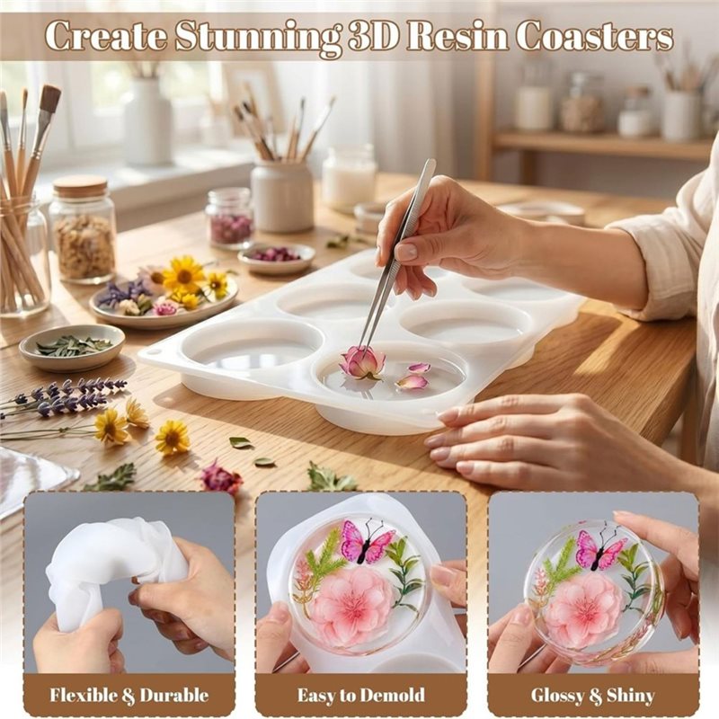 [ABFI!】 Resin Molds For DIY Ep - Resin Art Coasters ulasan dan harga