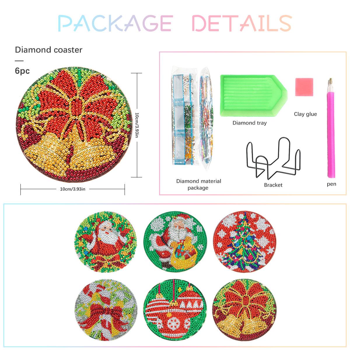 GATYZTORY 6pcs/Set DIY Diamond - Resin Art Coasters ulasan dan harga