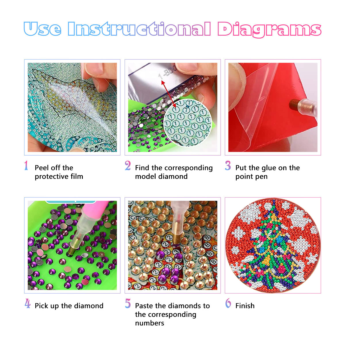 GATYZTORY 6pcs/Set DIY Diamond - Resin Art Coasters ulasan dan harga
