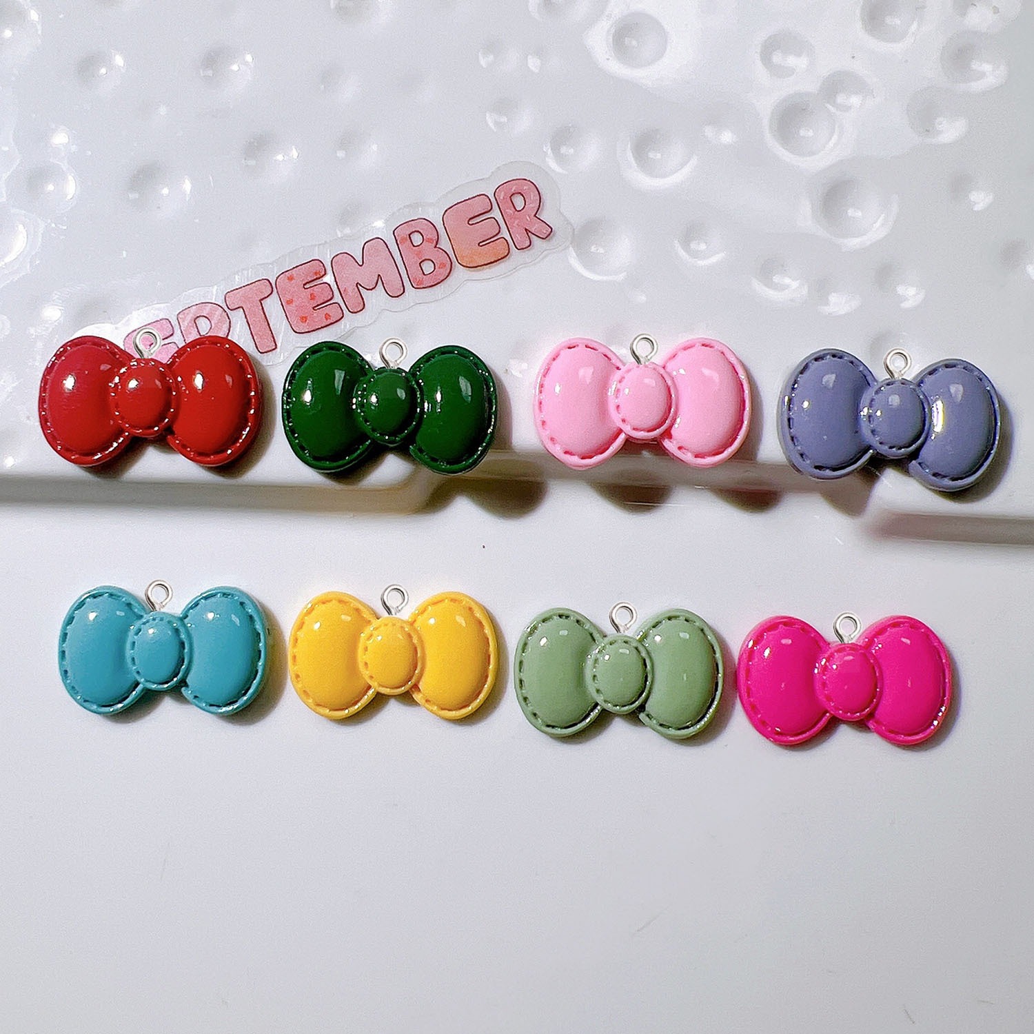 10Pcs Cute Cartoon Bowknot Res - Resin Art Earrings Material ulasan dan harga