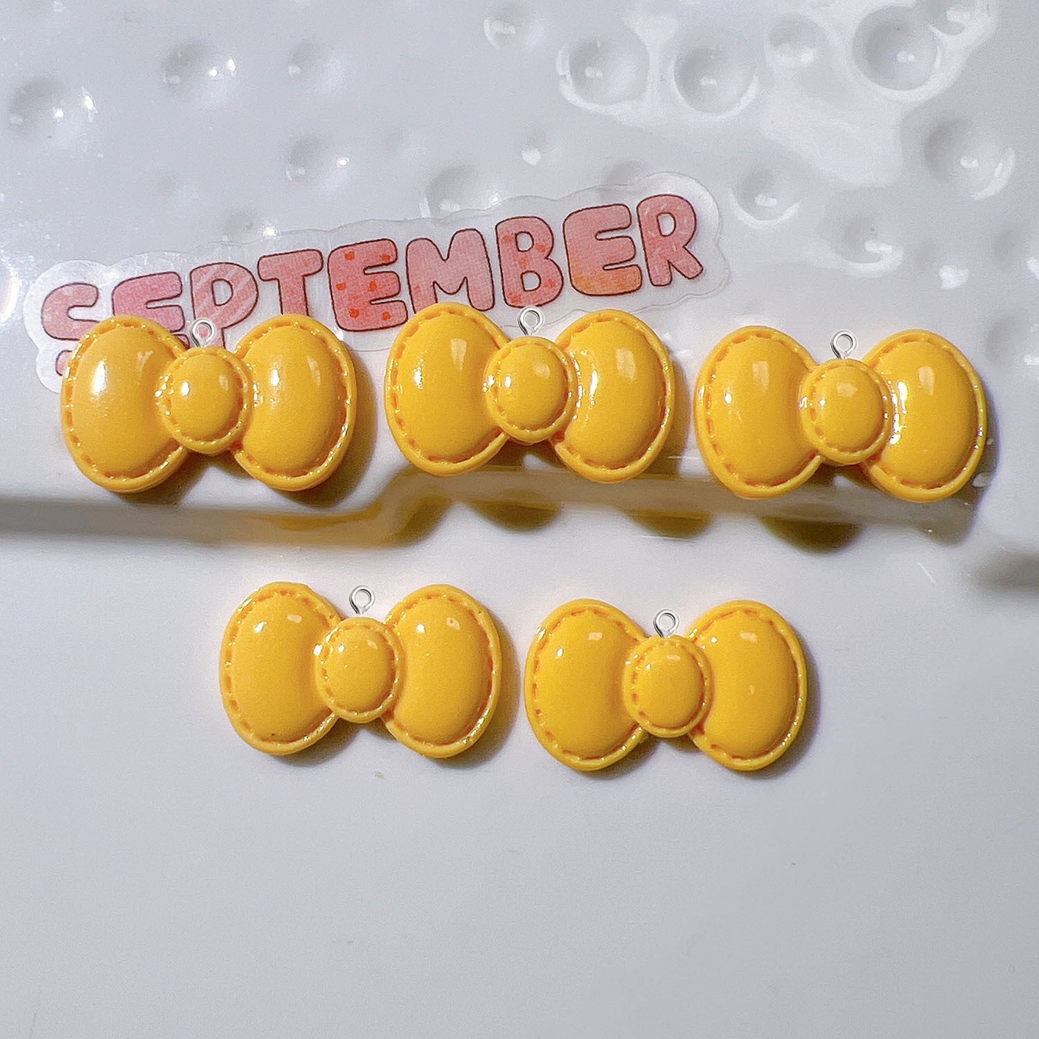 10Pcs Cute Cartoon Bowknot Res - Resin Art Earrings Material ulasan dan harga