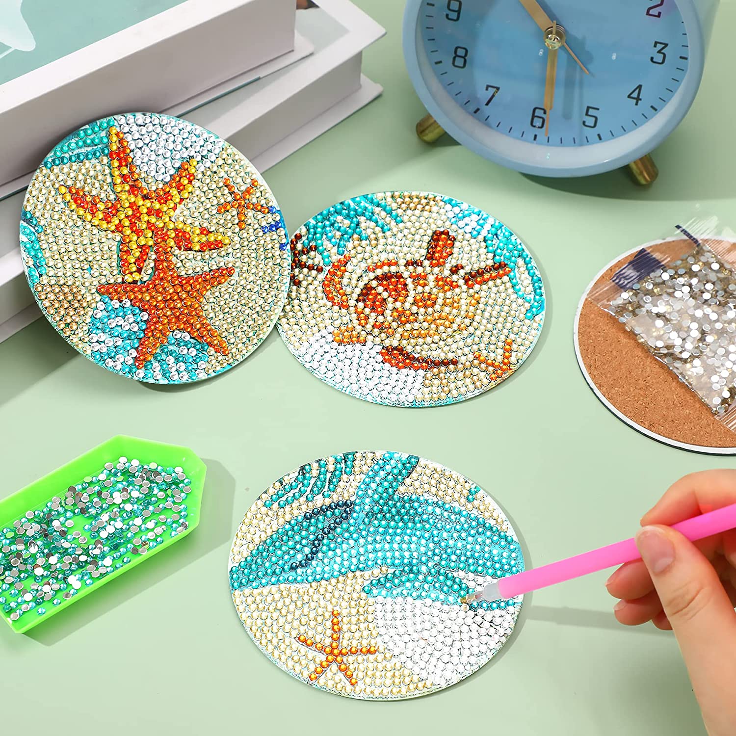 8pcs/Set DIY Diamond Painting  - Resin Art Coasters ulasan dan harga