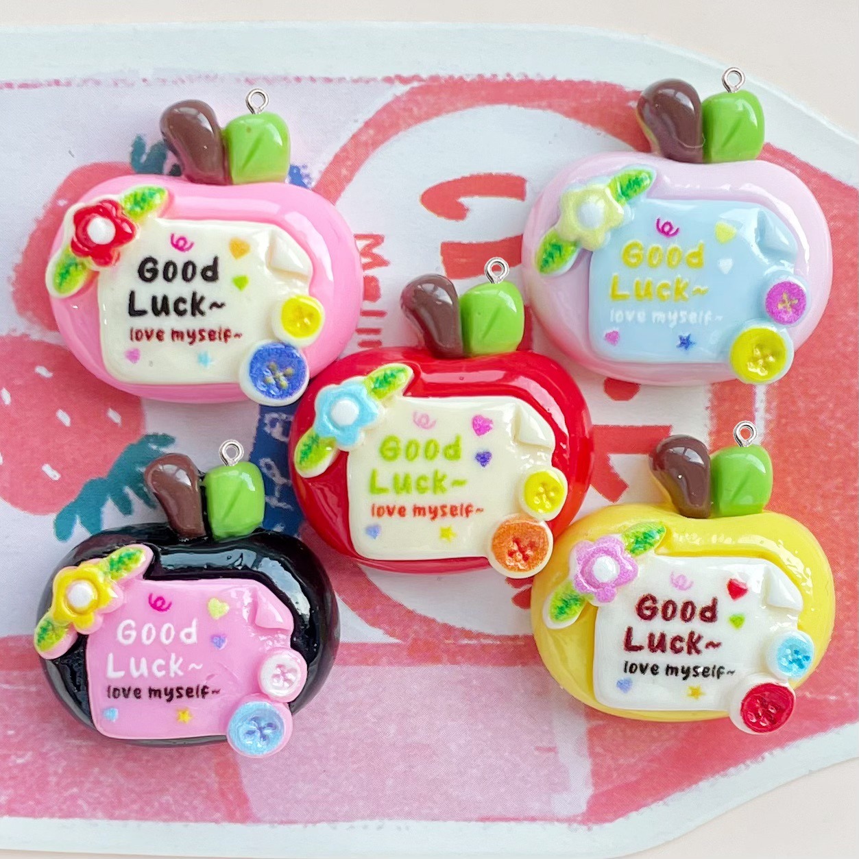 10Pcs Cute Lucky Red Apples Pl - Resin Art Earrings Material ulasan dan harga