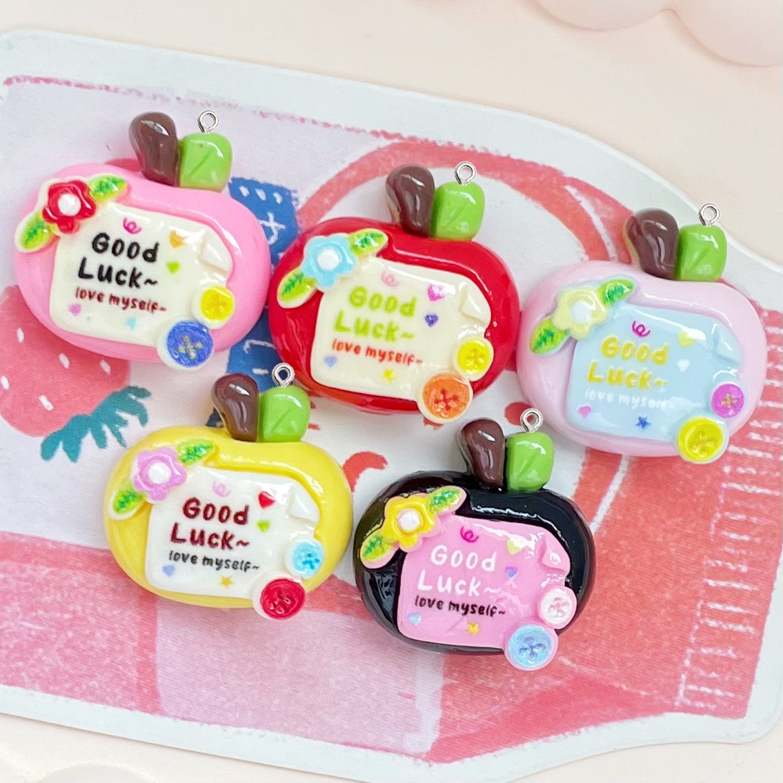 10Pcs Cute Lucky Red Apples Pl - Resin Art Earrings Material ulasan dan harga