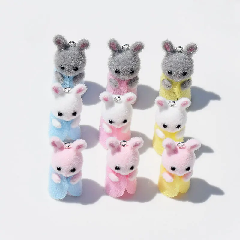 3Pcs 3D Flocking Resin Rabbit  - Resin Art Jewelry Kit ulasan dan harga
